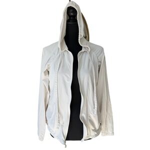 Uvskinz UPF 50+ Hooded Zip Jacket Womens M White Athleisure Coastal Active
